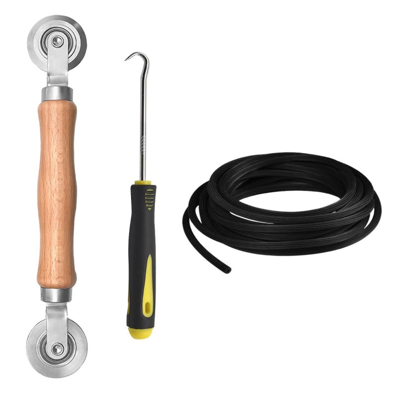 BAYTORY Window Screen Repair Kit, Steel Roller Tool with Bearing, Spline Removal Hook and 32ft Retainer Spline Replacement for Installing Door Mesh Screens - Image 1